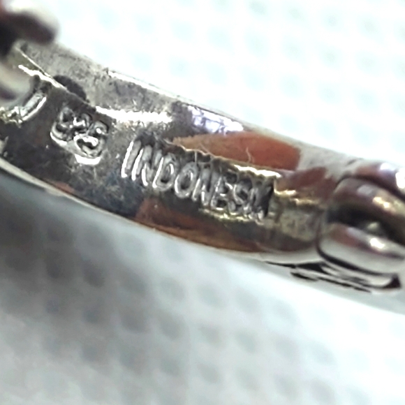 Vtg Sterling 925 Merva Bell M.O.P Hoop Earrings - Picture 4 of 4